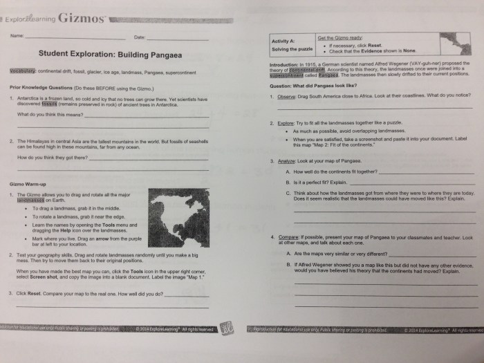 Student exploration plate tectonics answer key