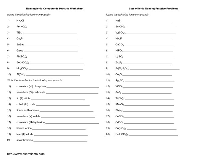 Naming molecular compounds chem worksheet 9-2